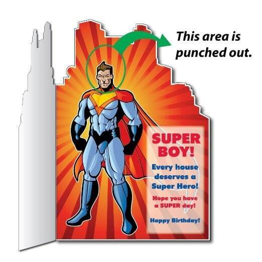 4' Stock Design Giant Cut Out Super Hero Birthday Card w/Envelope