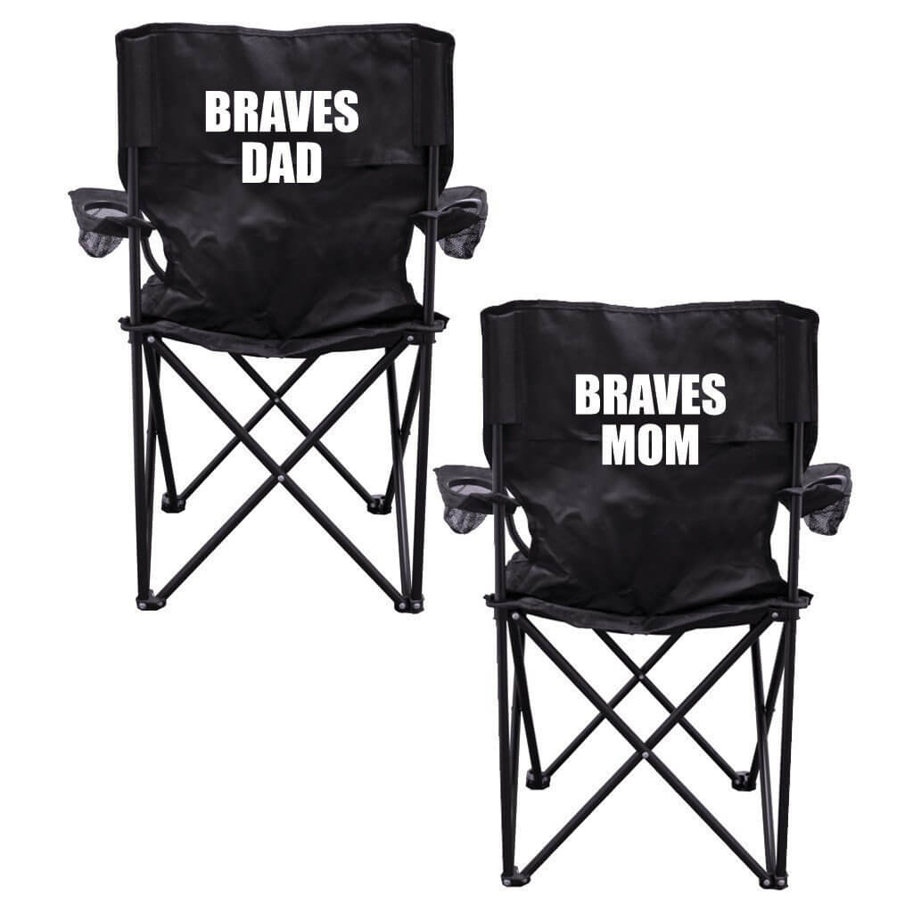 Braves Parents Black Folding Camping Chair Set of 2