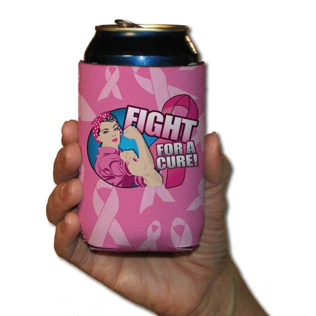 Fight For A Cure Pink Ribbon Breast Cancer Can Cooler FREE SHIPPING