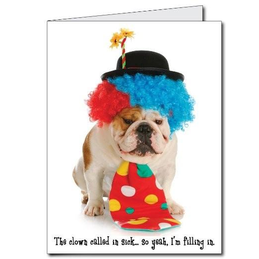 3' Stock Design Giant Birthday Greeting Card - Funny Clown Dog