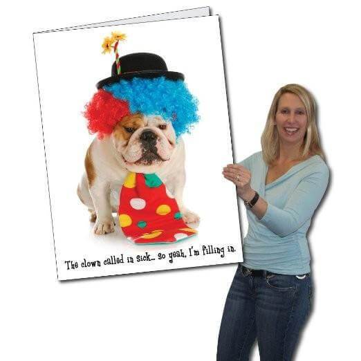 3' Stock Design Giant Birthday Greeting Card - Funny Clown Dog