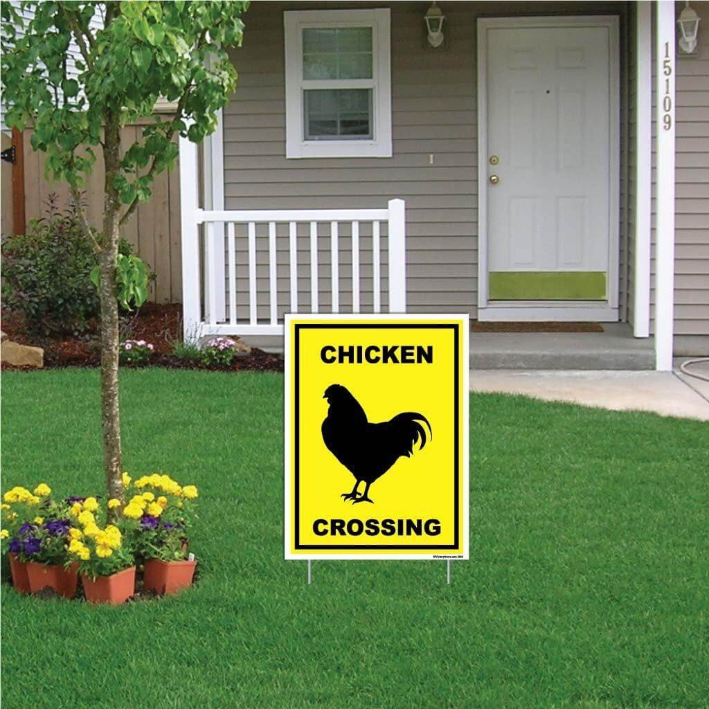 Chicken Crossing Sign or Sticker
