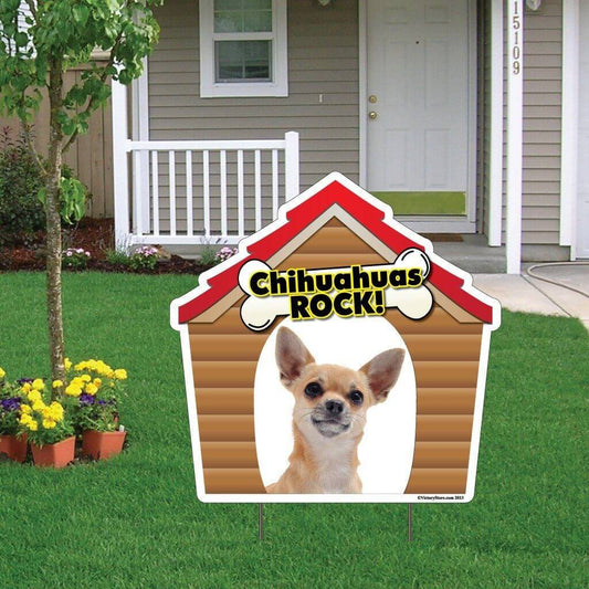 Chihuahuas Rock! Dog Breed Yard Sign - Plastic Shaped Yard Sign - FREE SHIPPING