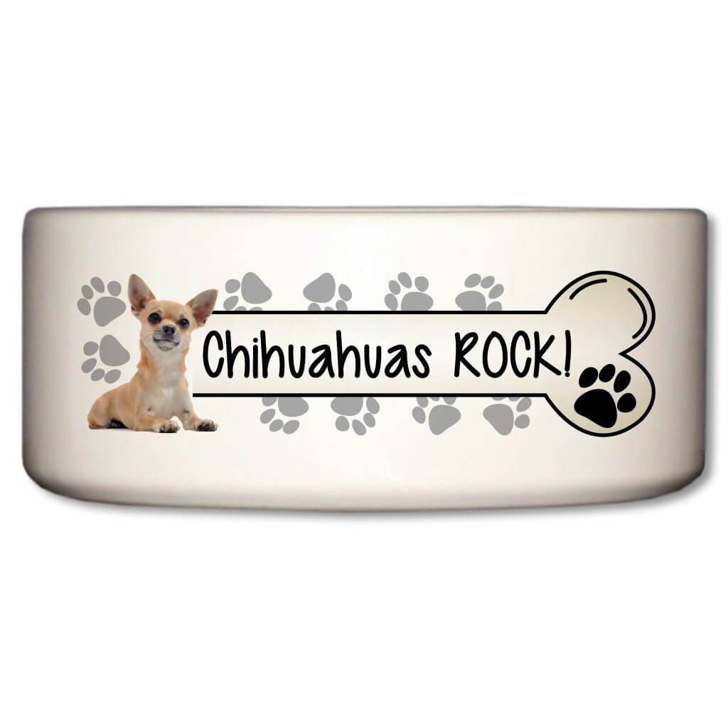 Chihuahuas Rock Ceramic Dog Bowl