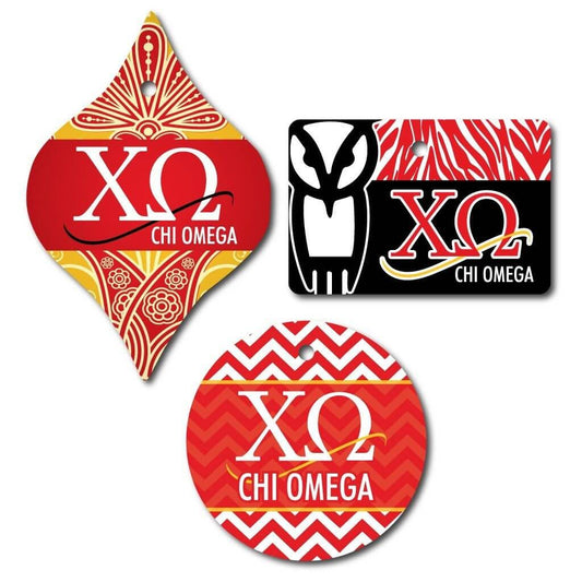 Chi Omega Ornament - Set of 3 Shapes - FREE SHIPPING