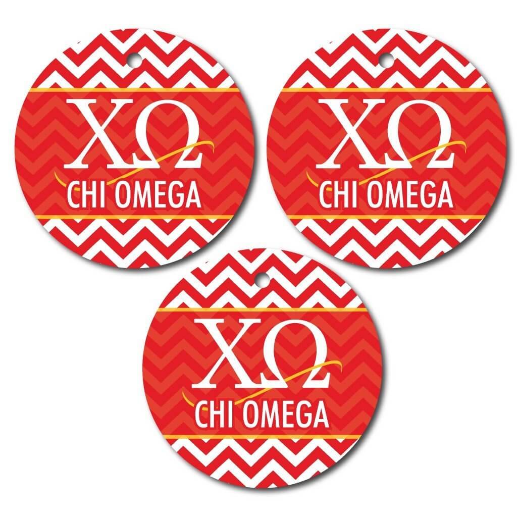 Chi Omega Ornament - Set of 3 Circle Shapes - FREE SHIPPING