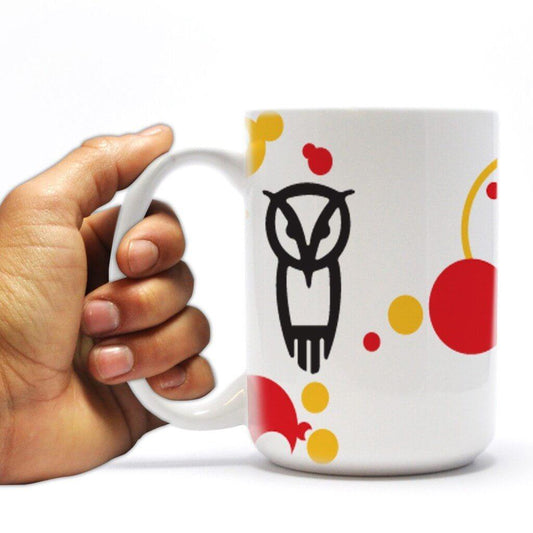 Chi Omega 15oz Coffee Mug “ Owl and Bubbles Design
