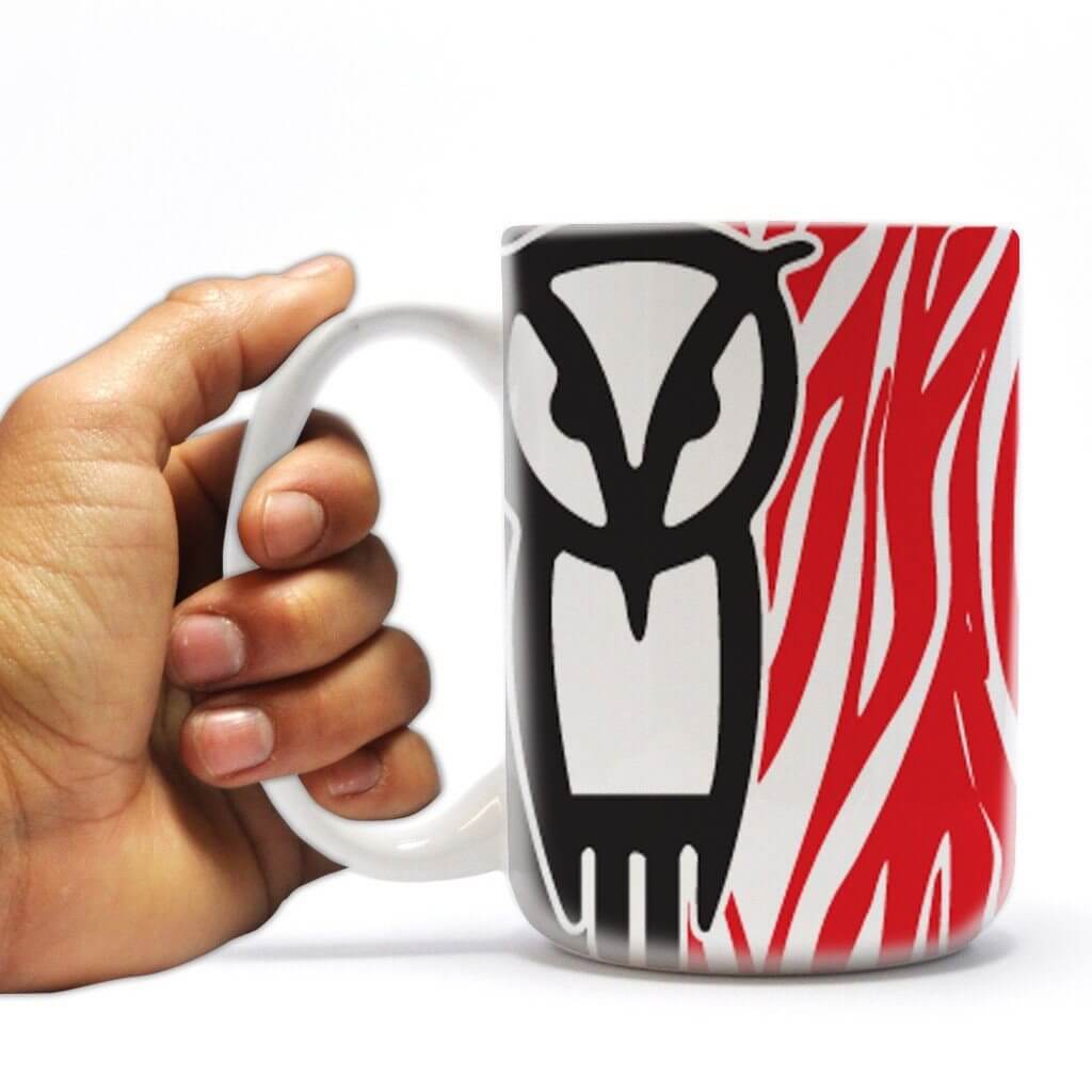 Chi Omega 15oz Coffee Mug “ Red Zebra Print
