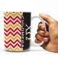 Chi Omega 15oz Coffee Mug “ Red and Yellow Chevron Stripes