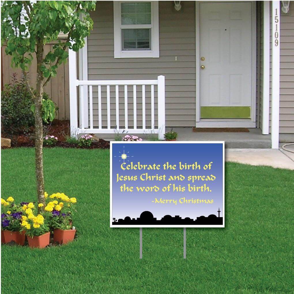 Celebrate the Birth of Jesus Christ Christmas Lawn Sign - FREE SHIPPING