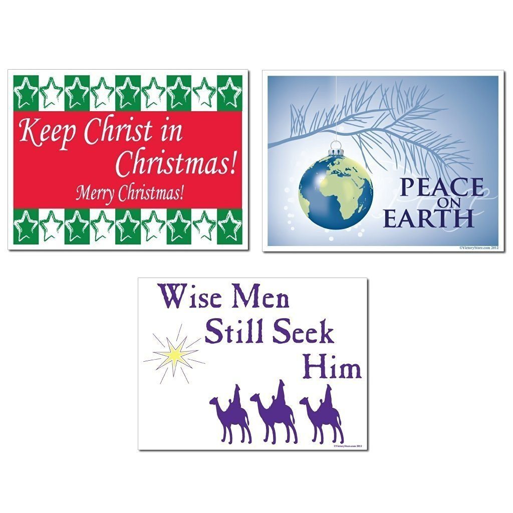 Merry Christmas Religious Yard Sign Set of 3 (3 Different Signs) - FREE SHIPPING