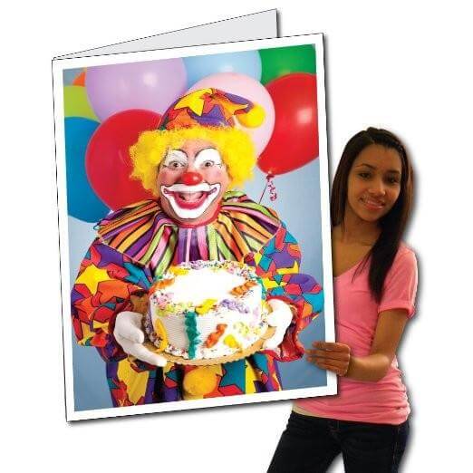 3' Stock Design Giant Birthday Card w/Envelope - Creepy Clowns