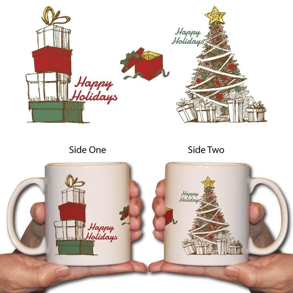 Christmas Coffee Mug - Tree and Presents - 15 Oz