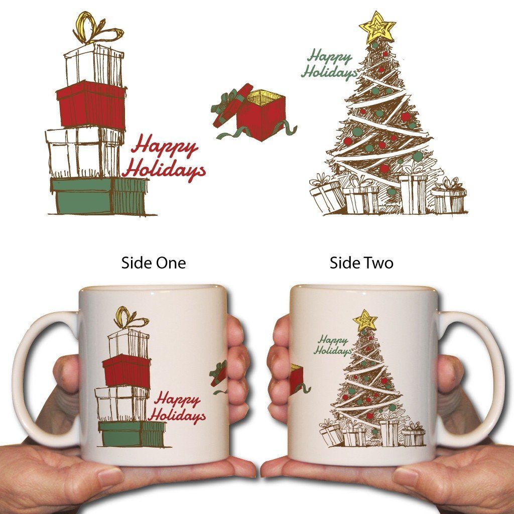 Tree and Presents Christmas Coffee Mug - 15 Oz