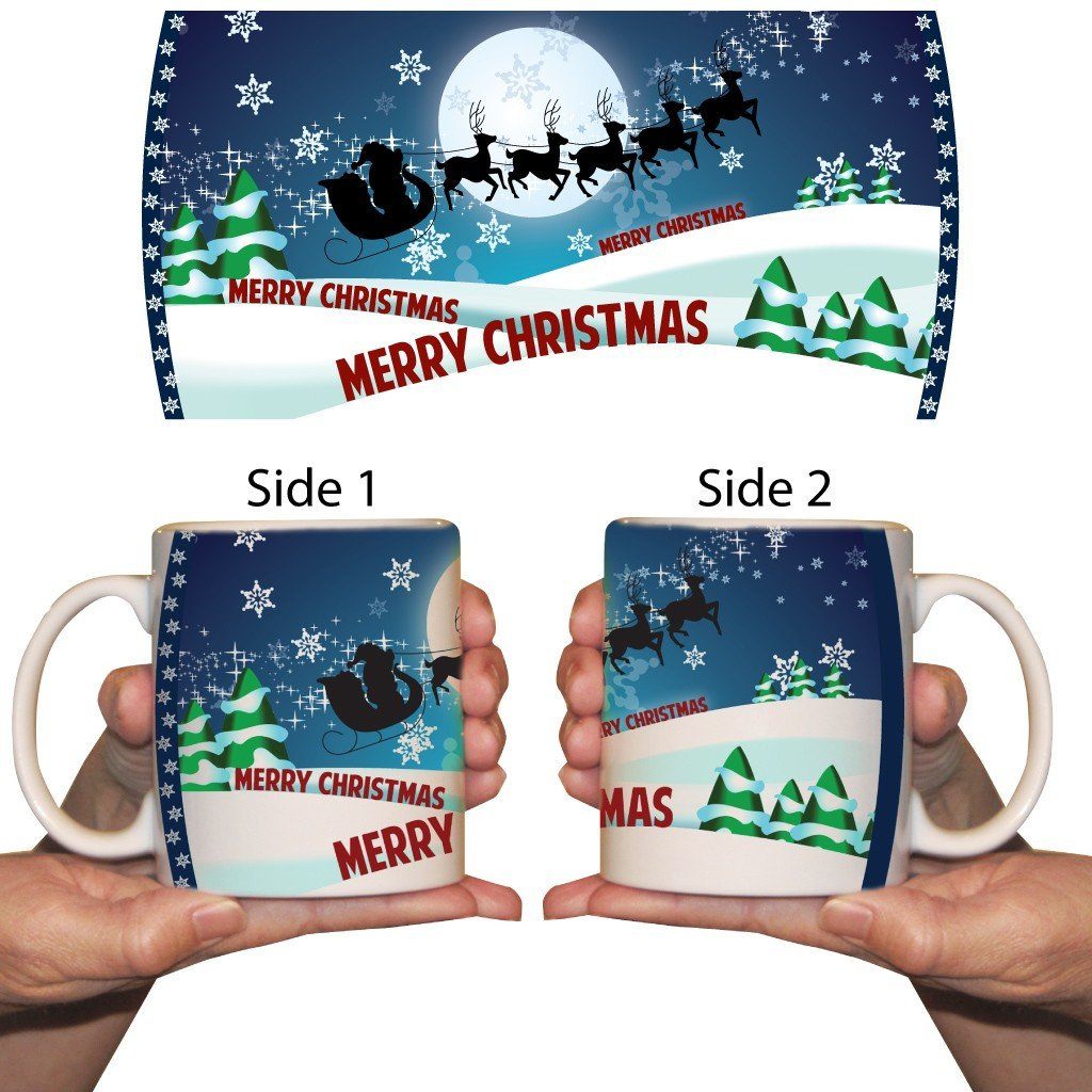 Santa in Sleigh Christmas Coffee Mug - 15 Oz