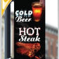 18"x36" Hot Steaks, Cold Beer Pole Banner FREE SHIPPING