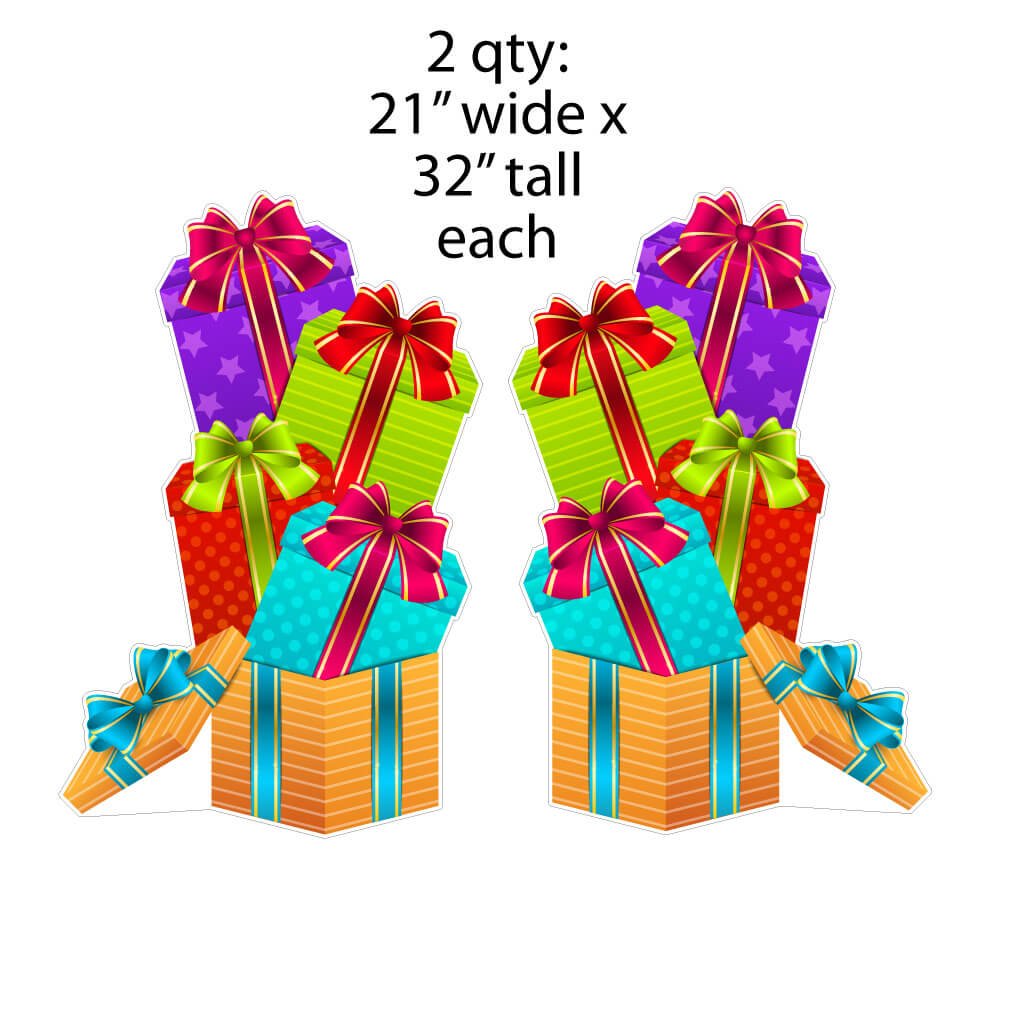 Colorful Balloon Clusters, Cakes & Stacks of Presents Yard Card Fillers