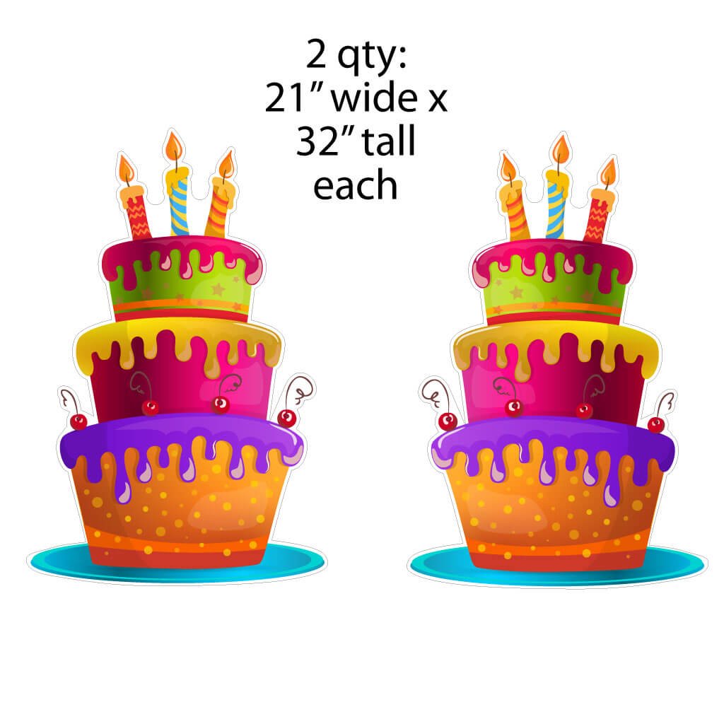 Colorful Balloon Clusters, Cakes & Stacks of Presents Yard Card Fillers