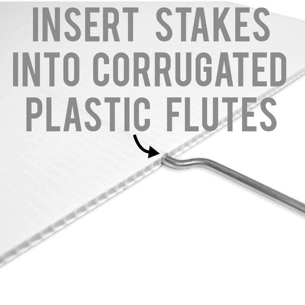 stakes in corrugated plastic