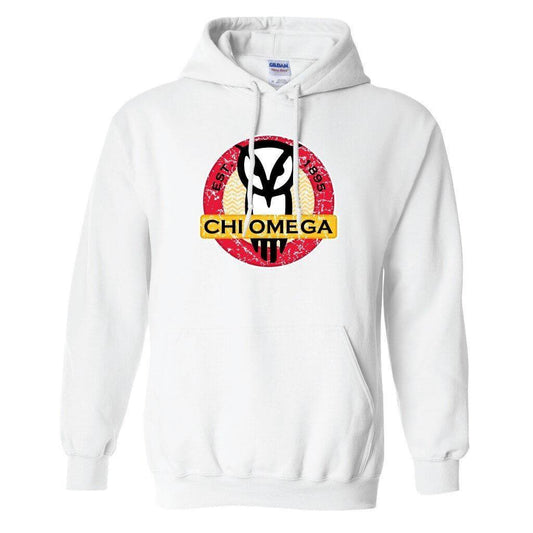 Chi Omega Hooded Sweatshirt Distressed Chevron Strip Circle Design FREE SHIPPING
