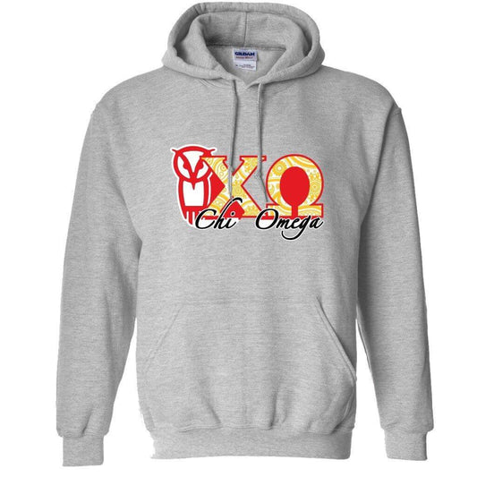 Chi Omega Hooded Sweatshirt Paisley Print Greek Letters Design FREE SHIPPING