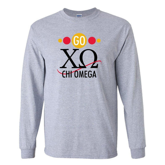Chi Omega Long Sleeve T-shirt "Go Chi Omega" Design - FREE SHIPPING
