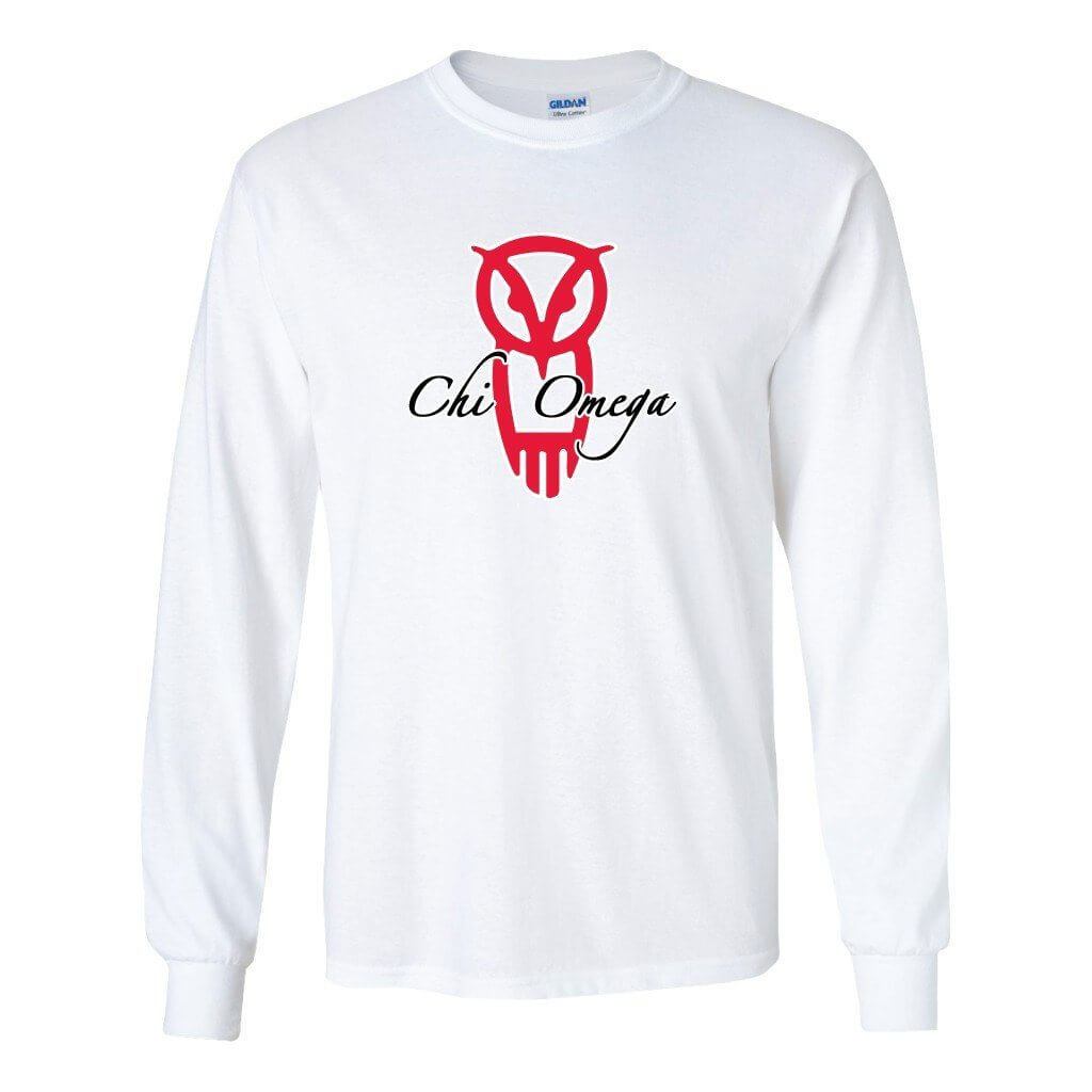 Chi Omega Long Sleeve T-shirt Owl Logo Design - FREE SHIPPING