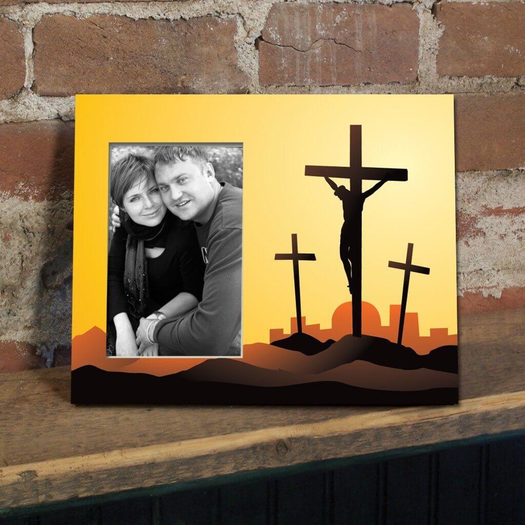 Crucifixion Decorative Picture Frame - Holds 4x6 Photo