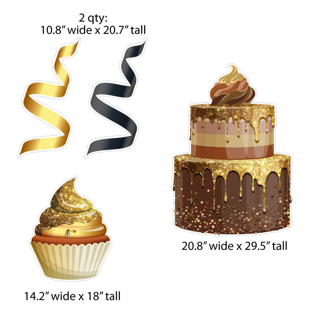 Cupcakes & Cakes Birthday Flair Yard Card Accessory Add Ons 4 pc set
