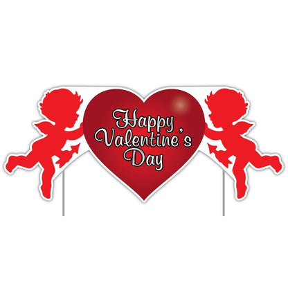 Valentine's Lawn Decoration - Happy Valentine's Day Cupid 2' x 4' Sign - FREE SHIPPING