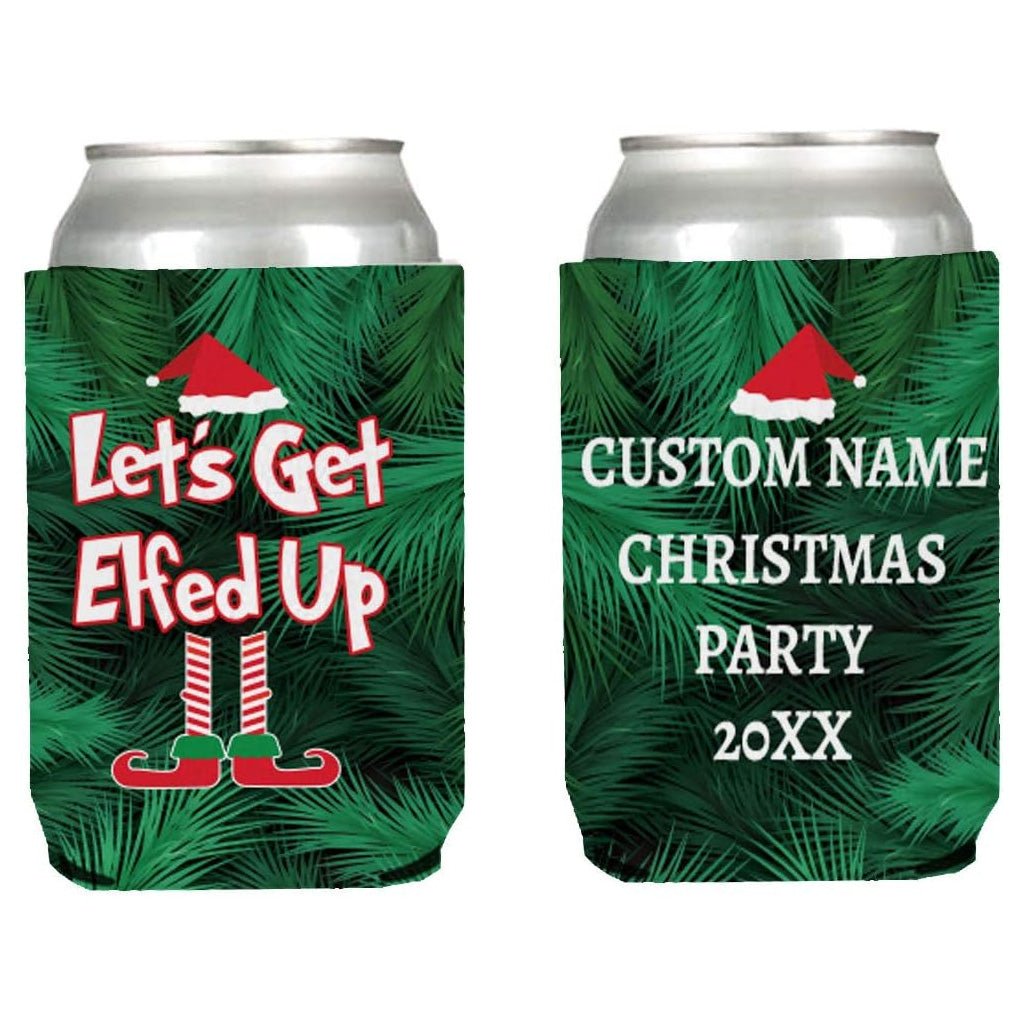 Custom Christmas Can Cooler - Let's Get Elfed Up