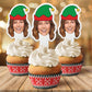 Custom Christmas Cupcake Toppers (Elf Hat)