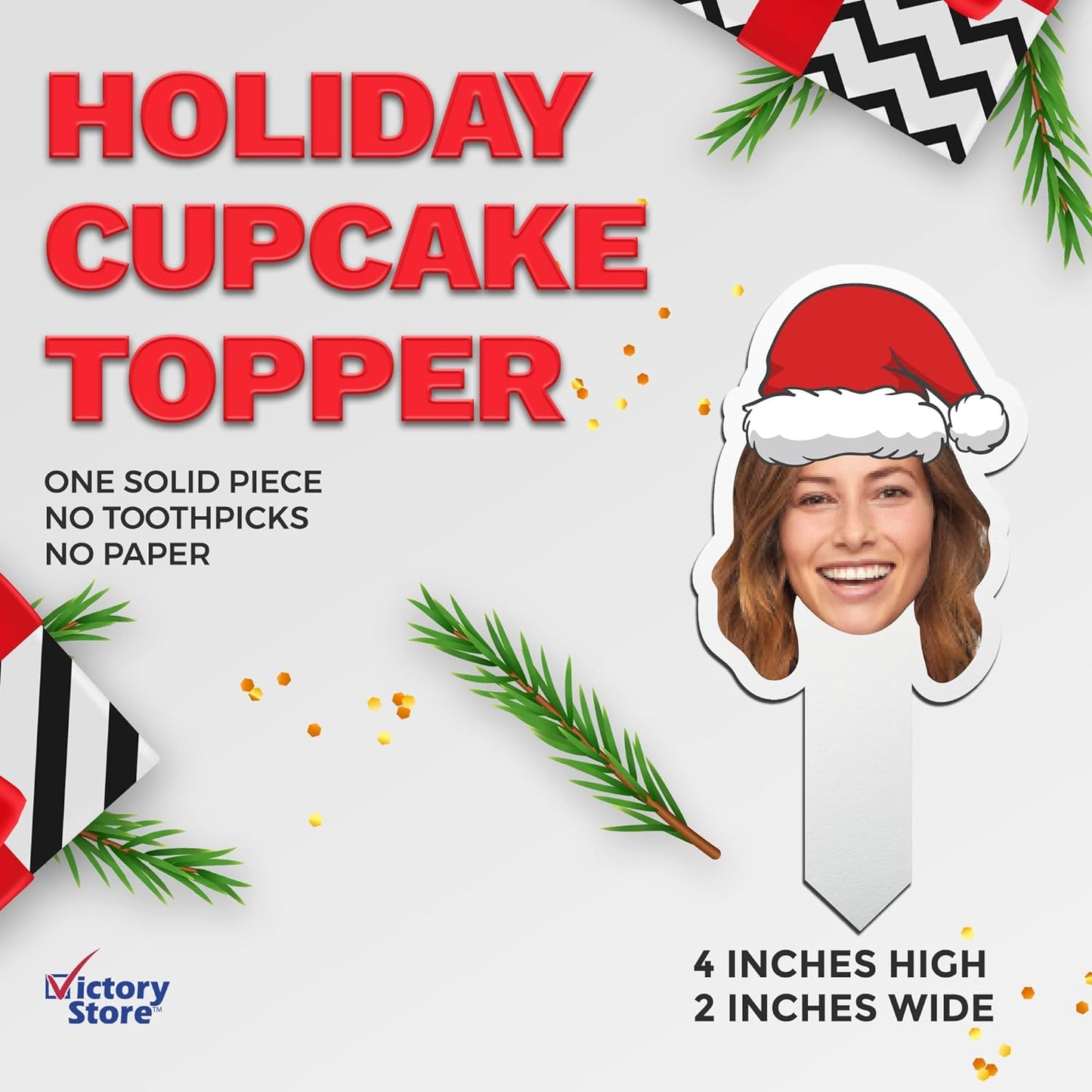 Custom Christmas Cupcake Toppers (Santa Hat)