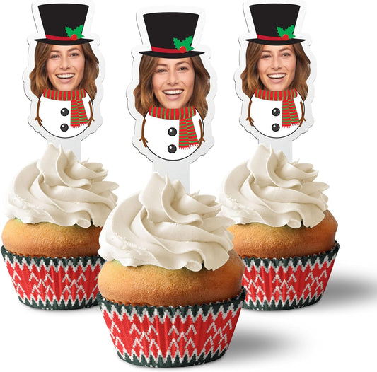 Custom Christmas Cupcake Toppers (Snowman)