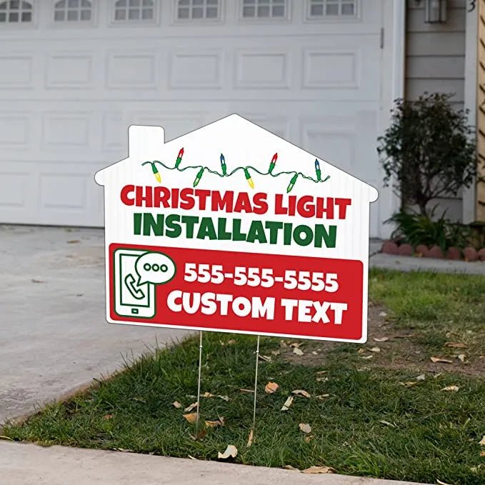 Custom Christmas Lights Installation Yard Signs 10 Pack Custom christmas lights installation yard signs 10 pack