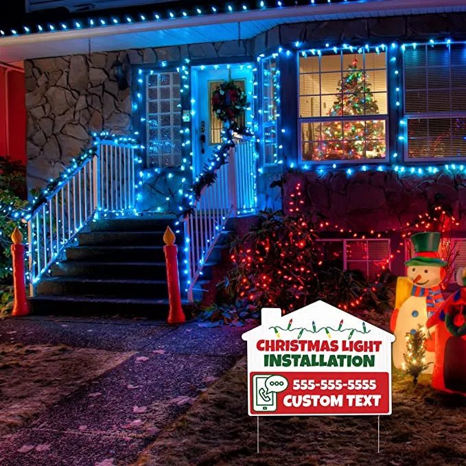 Custom Christmas Lights Installation Yard Signs 10 Pack Custom christmas lights installation yard signs 10 pack