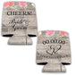 Custom Floral Cheers to the Bride & Groom Wedding Can Cooler