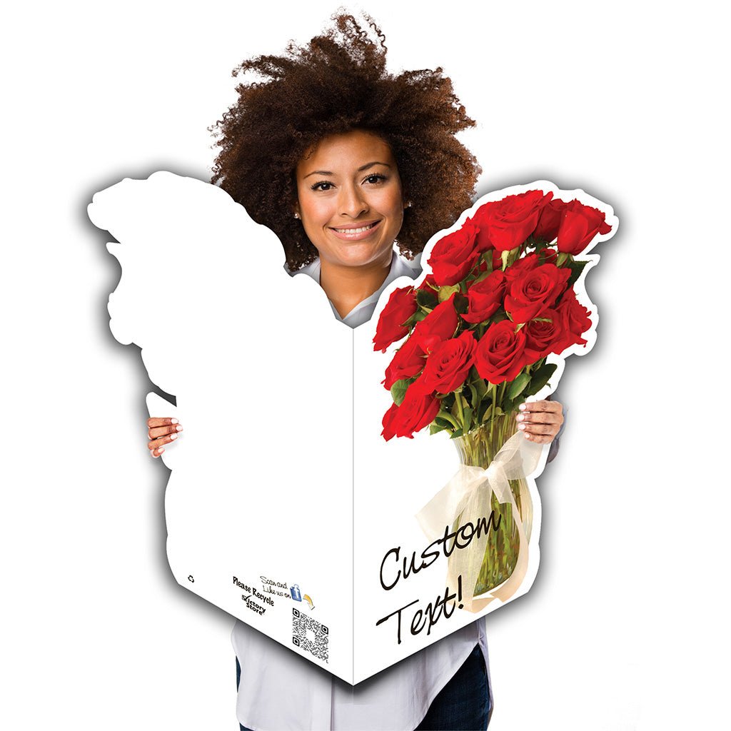 Custom Giant Rose Cut Greeting Card