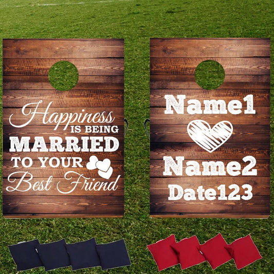 Custom Happiness is Being Married to Your Best Friend Wedding Cornhole
