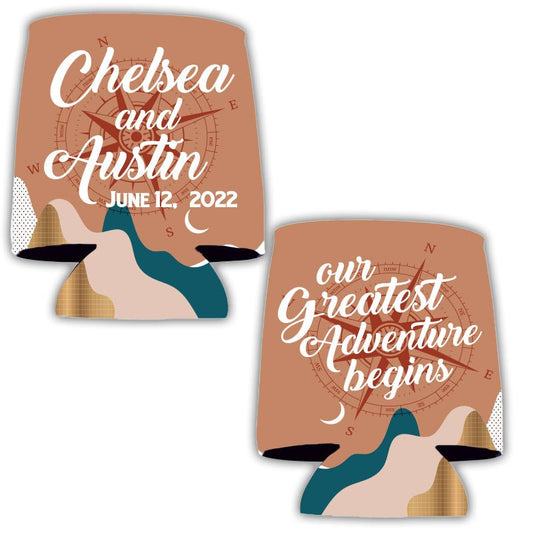 Custom Our Greatest Adventure Wedding Can Cooler