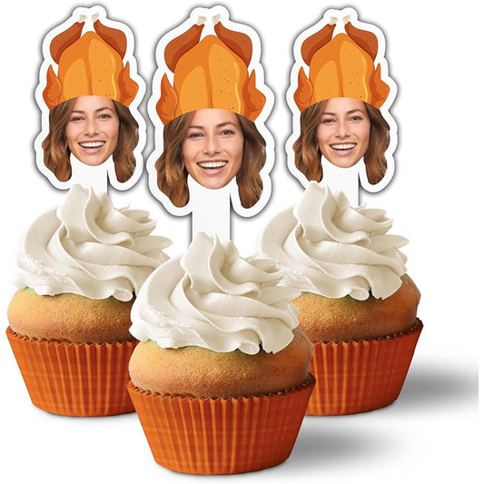 Custom Thanksgiving Cupcake Toppers (Turkey Hat)