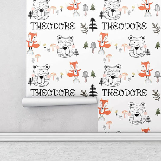Custom Wallpaper - Woodland Theme with Personalized Name