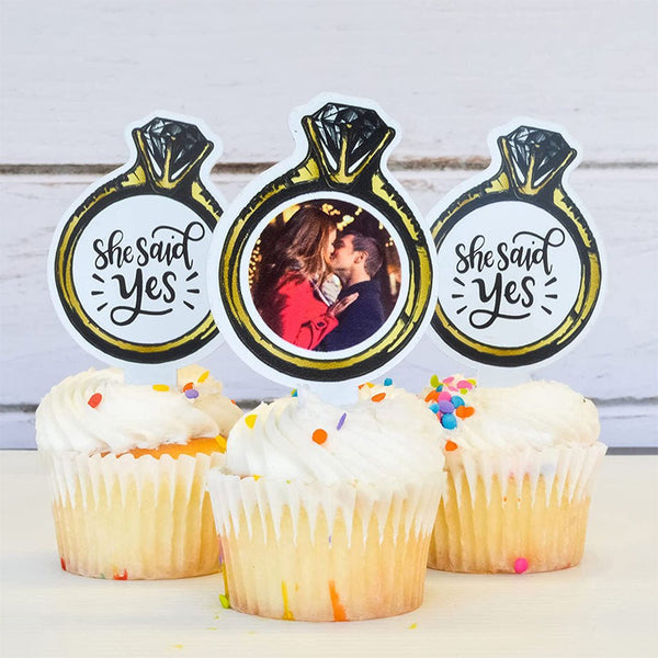 Custom Wedding Cupcake Toppers (She Said Yes) - 100 Pack – VictoryStore.com