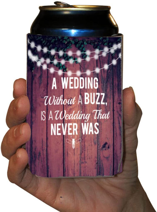 Custom Without A Buzz Wedding Can Coolers