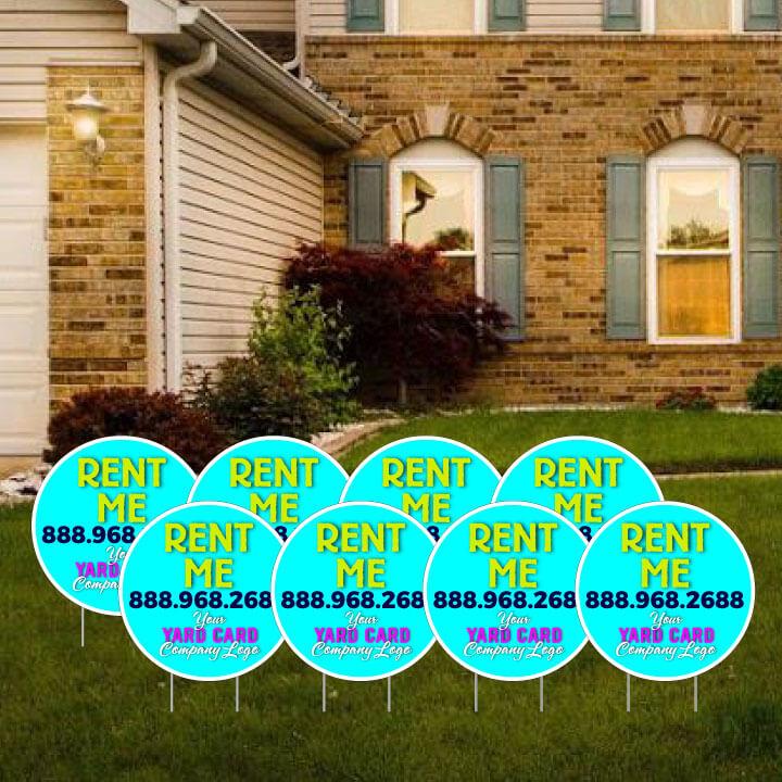 Custom Yard Card Business Advertising 23.5" Round Yard Signs | Set of 8 w/Stakes12"