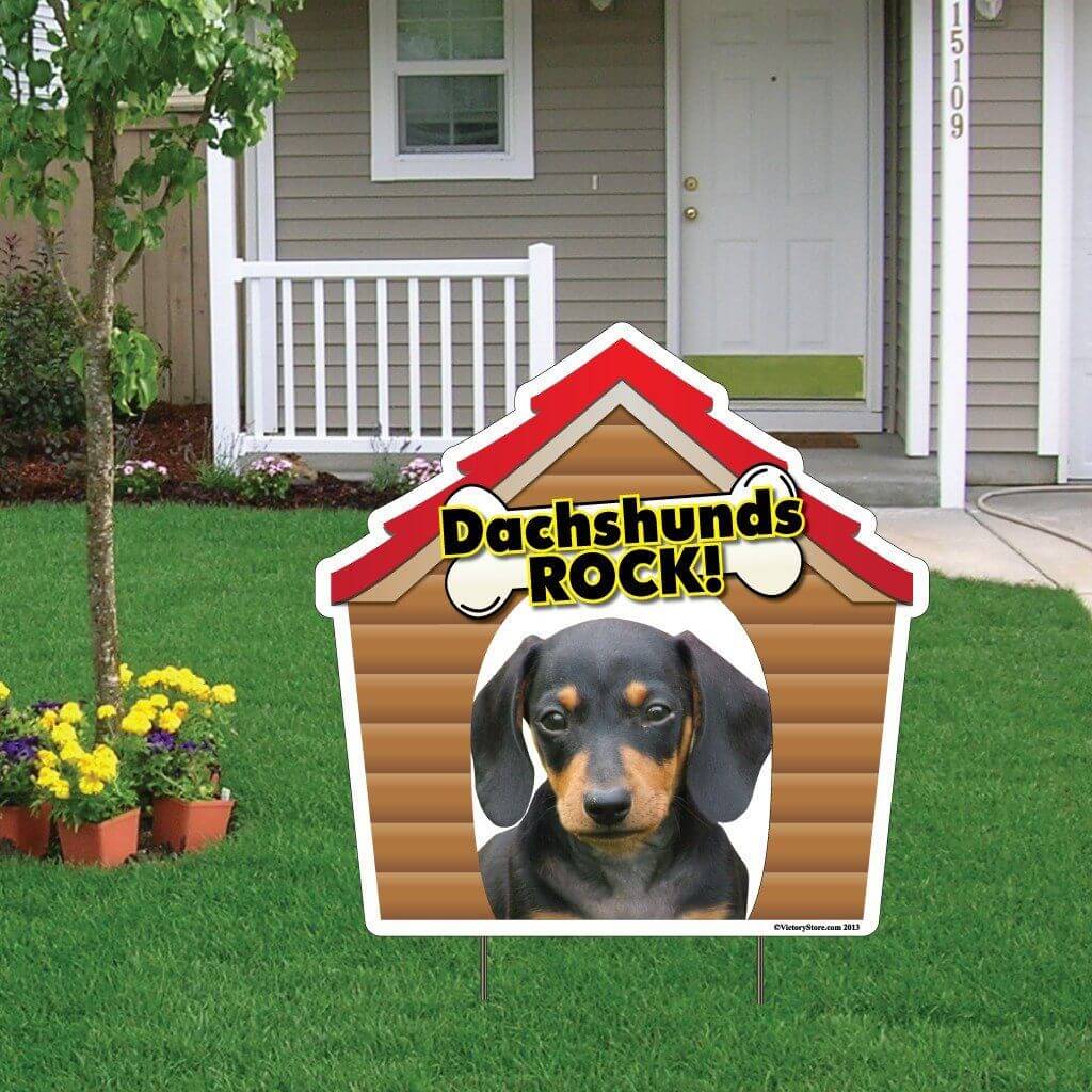 Dachshunds Rock! Dog Breed Yard Sign - Plastic Shaped Yard Sign - FREE SHIPPING