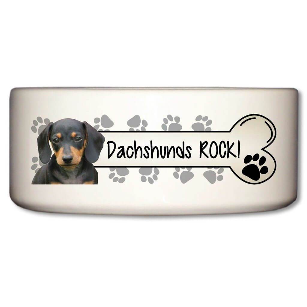Dachshunds Rock Ceramic Dog Bowl