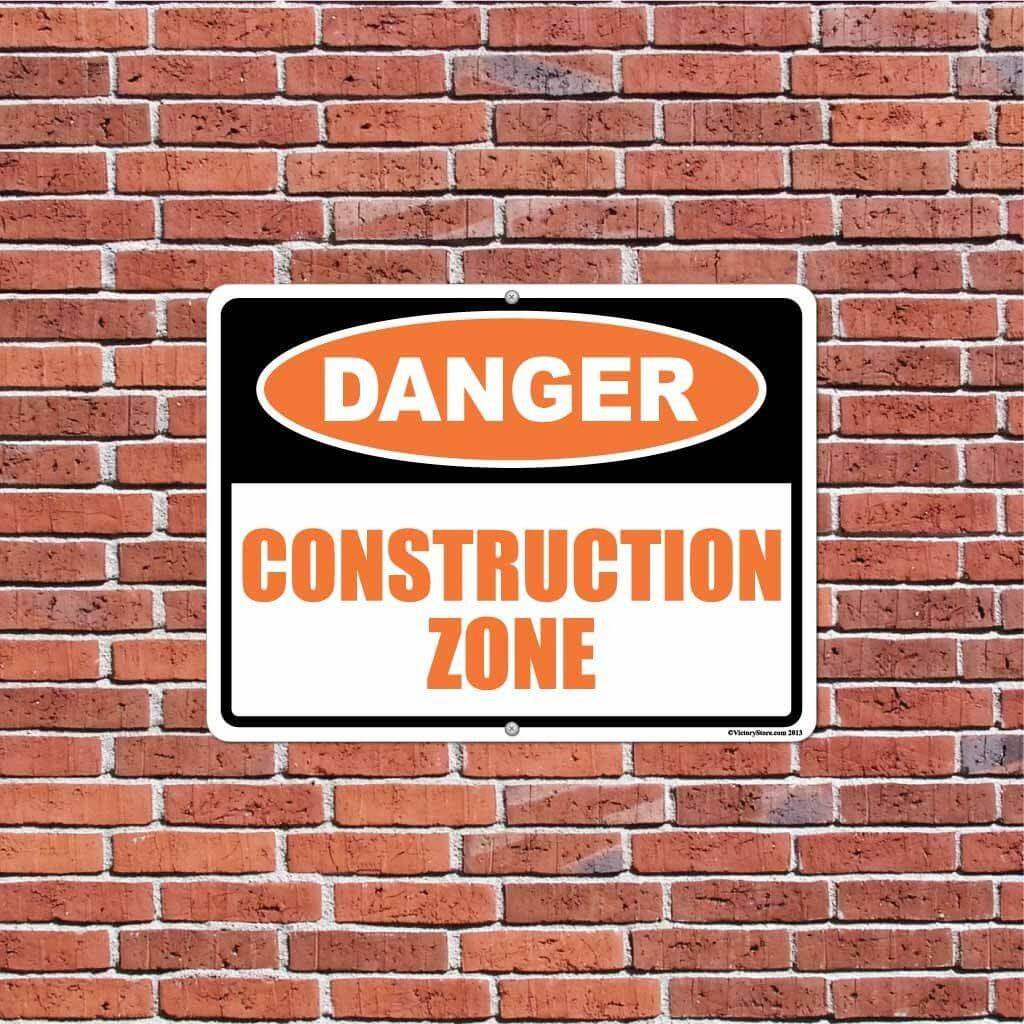 Construction Sign Sticker Danger Construction Zone Sign or Sticker | VictoryStore – VictoryStore.com