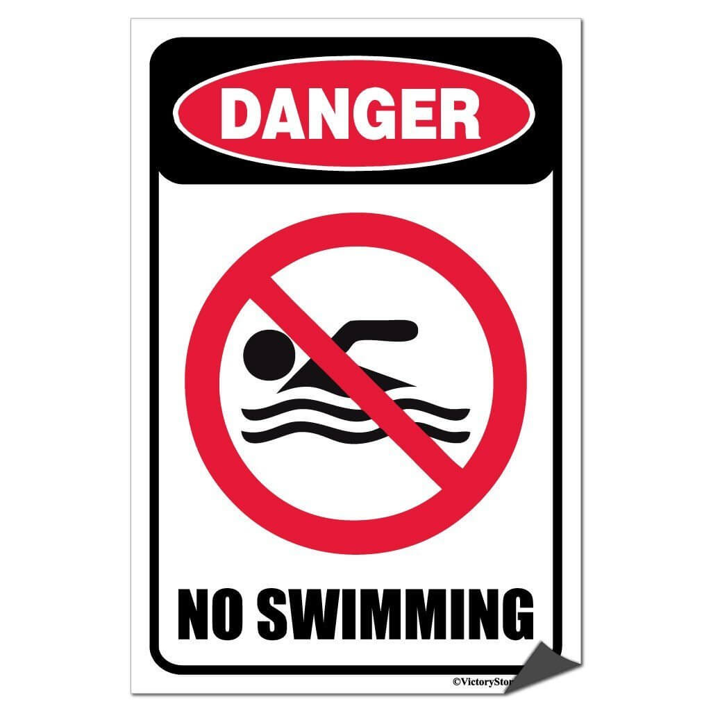 Danger No Swimming Sign or Sticker - #2