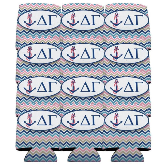 Delta Gamma Can Cooler Set of 12 - Chevron Stripes FREE SHIPPING